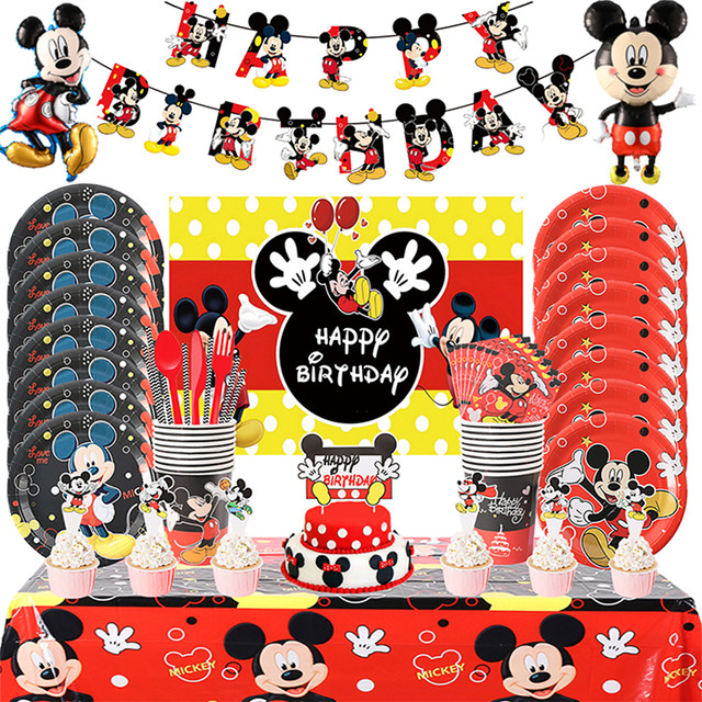 Disney Mickey Mouse Birthday Party Decoration Balloon Disposable Tableware  Paper Plate Napkin Baby Shower Birthday Wedding Decor - AliExpress